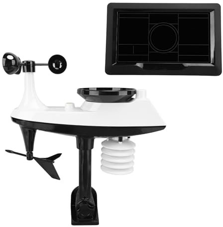 Stations Météo Intérieures et Extérieures avec Pluviomètre, Prévisions Météorologiques, Thermomètre, Vitesse du Vent, Direction, Horloge Atomique, écran Couleur LCD, Moniteur de