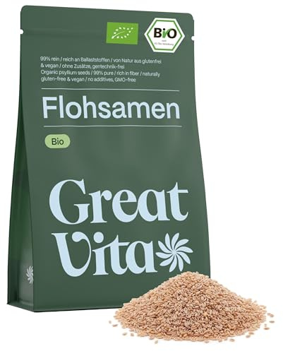 GreatVita Bio Flohsamen 6x 1000g | 99% reine ganze Flohsamen - zertifizierte Bio-Qualität aus Indien | reich an Ballaststoffen & glutenfrei, vegan - ideal für eine gesunde Ernährung