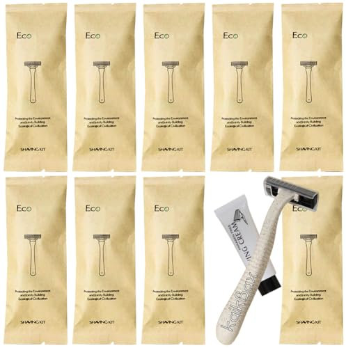 10Pack Luxury Individually Wrapped Hotel Disposable Razors Kit With Shave Cream; Eco-Friendly Travel Razor Toiletries Amenities; Multipurpose Guest Shaving Razor Set for Home Hotel Travel