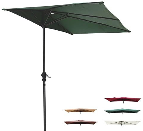 WATAOW Ombrellone da Parete 250 Cm X 130 Cm | Parasole da Esterno Semi-Rettangolare Adatto per Giardino, Balcone, Terrazza, Appartamento, Bar(Green)