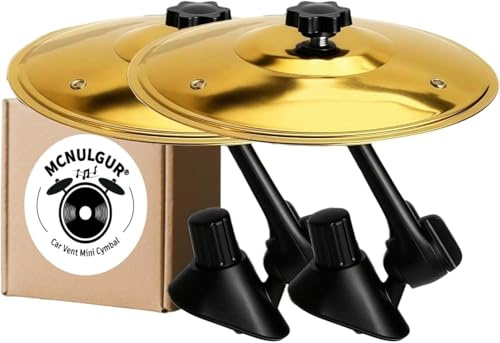 Paquete de 2 platillos de ventilación para coche, dorados, 14 cm de diámetro, mini platillo de choque de tambor para diversión rítmica sin fin en la carretera, regalo para amantes de la música