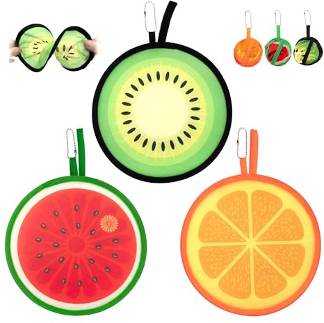 Desenda 3 PCS Round Foldable Hand Fans, Fruit Style Handheld Folding Fan Portable Cooling Fans for Summer Events, Outdoor Travel, Festival Party Decorations, Game Favors
