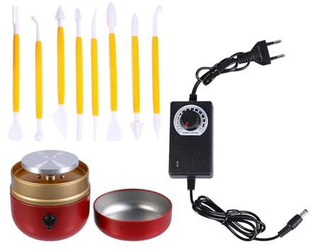 Gatuida Mini-Töpferscheibe Elektrisch Mit Tonwerkzeugen Verstellbare Drehscheibe Zum Töpfern Für DIY Unterricht Und Bastelprojekte Kompakte Töpfermaschine Mit Eu-Stecker