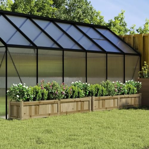 HaoChrymec Vasi per Piante da Esterno 2 Pezzi, Fioriere in Legno di Pino Impregnato Autoclave, Cassette Rettangolari Rustiche per Balcone e Giardino, Ideali per Fiori e Ortaggi