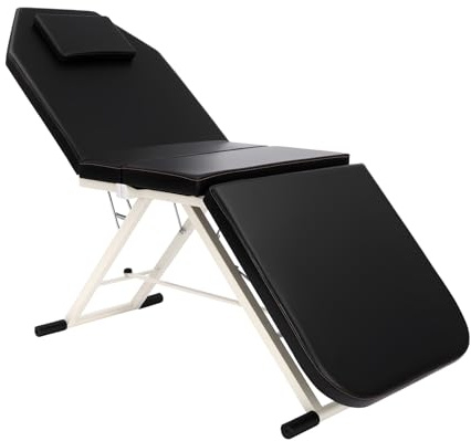 WINZING Klappbare Massagebank - Höhenverstellbares Massagebett (440-551 lbs Tragkraft) mit Memory Foam Kissen, Leicht & Faltbar für Spa/Salon/Home, Schwarz