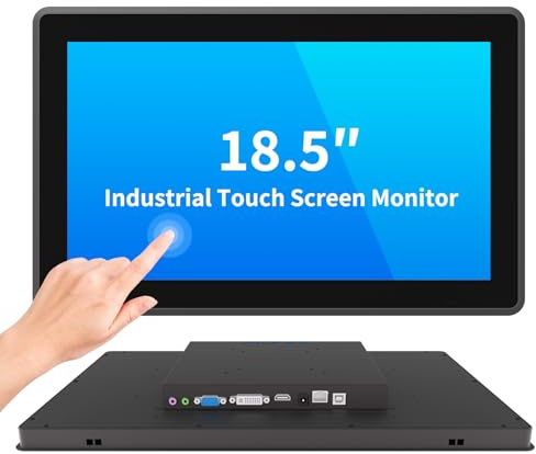 LMENGER Écran tactile industriel de 18,5 pouces, 10 points tactiles, rapport 16:9, écran PCAP capacitif, 1366 x 768R, matrice active TFT LCD, rétroéclairage LED, ports VGA, DVI, HD-MI