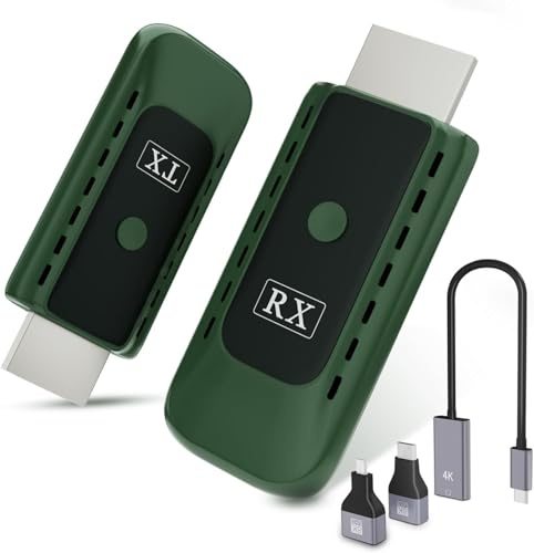Wireless HDMI Transmitter and Receiver, 4K Decode Input 1080P Output, 100ft/30m Plug & Play, 5G/2.4G Wireless HDMI Kit for Output Streaming Video and Audio from Laptop/TV Box/Projector to Monitor/HDTV