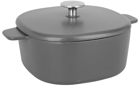 Sitram 716936 - Cacerola cuadrada de hierro fundido esmaltado (3 litros, 21,5 cm, 21,5 cm, altura 9 cm, exterior e interior negro mate, tapón de acero inoxidable, todas las fuentes de calor