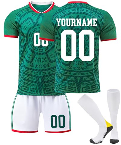 Coupe Monde 2026 Maillot Football Personnalisé avec Nom Nombre, Coupe Monde 2026 Ensemble Football Entraînement Tee Shirt Short et Chaussettes Respirant pour Garçon et Homme,Cadeau Garcon