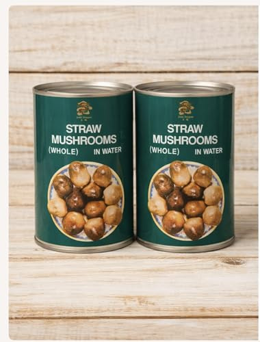 Whole Straw Mushrooms in Water, 425g, Pack of 2, for Soups, Stir Fries and Fried Rice
