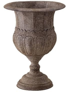 PETSOLA Vaso Decorativa in Metallo Finitura Antica Fioriera in Ferro Rilievo Decorato Vaso Ad Anfora