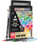 ARTEZA 24 Real Brush Pens with Flexible Nylon Tips, Paint Markers for Colouring, Calligraphy and Drawing with Water Brush for Artists and Beginners