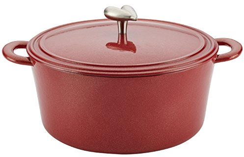 Ayesha Curry Cast Iron Enamel Casserole Dish/Casserole Pan/Dutch Oven with Lid - 6 Quart, Sienna Red