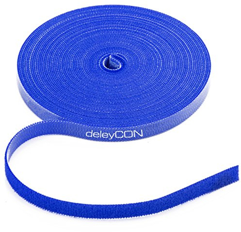 deleyCON 10m Klett Kabelbinder Klettbandrolle 10mm zuschneidbar - Blau | Pflanzenbinder, Klettband, Kabelmanagement, Kabelorganizer, Klettkabelbinder, Klettverschluss, 10mm breit