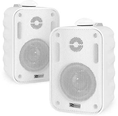 Power Dynamics BGO30 Altavoces pasivos de 2 vías de 60 W, woofer de 3, Interior o Exterior, Rejilla de Aluminio y Soporte de Montaje, Resistente a la Intemperie, Incluye Pareja, Color Blanco