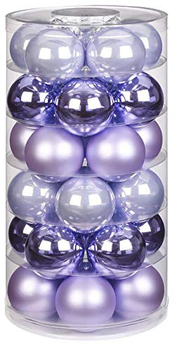 Inge Glas Weihnachtskugeln | Schöne Christbaumkugeln aus Glas | 30 Kugeln in Dose | Christbaumschmuck Weihnachtsbaumschmuck Weihnachtsbaumkugeln (Dreamy Lilac | lila Flieder Glanz/matt)