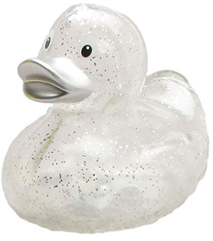 Duckshop I Badeente Glitzer transparent Silber I Quietscheente I L: 9 cm