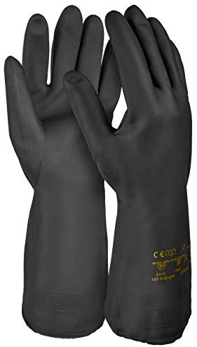HandschuhMan. 1 Paar Schwarze Gummihandschuhe Neopren, lebensmittelgeeignet, Chemikalienbeständig (8/M)