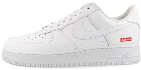 Nike Air Force 1 Low Supreme Mini Box Logo für Herren, Weiß, Weiß/Weiß, Größe 40, Weiß/Weiß, 44 EU