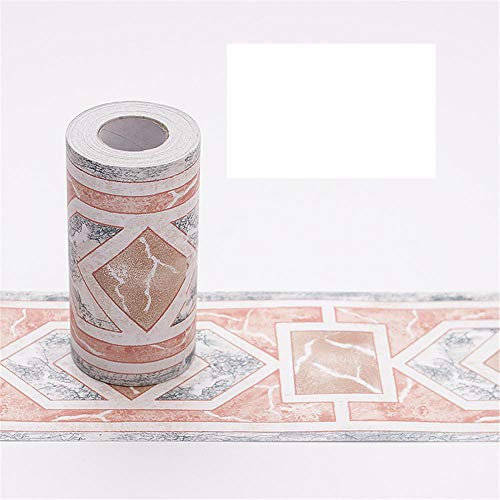 Tapetenbordüre selbstklebend zum Aufkleben für Wohnzimmer Küche Badezimmer Abnehmbare Wasserdicht Bodenleiste PVC Dekorative Bordüre Rote Geometrie 10.6cm X 1000CM