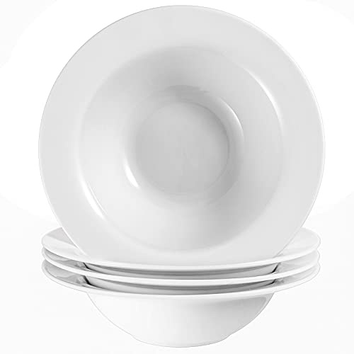 Wareland Pasta Bowls Set of 4, 22 oz Ceramic Soup, Cereal, Pasta and Salad Bowls, Rimmed Deep Plates, Microwave, Dishwasher, Oven Safe