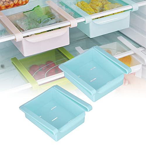 Organizer per Frigorifero Impilabile, 2 Cassetti Portaoggetti per Frigorifero con Fori di Ventilazione, Facile da Pulire, Asciuga Rapidamente, per Congelatori, Armadi da Cucina, per Classificare i con