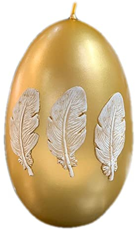 Kerze Osterei Deko Osterkerze 4589 großes Golden Ei Feder Gold 80/120