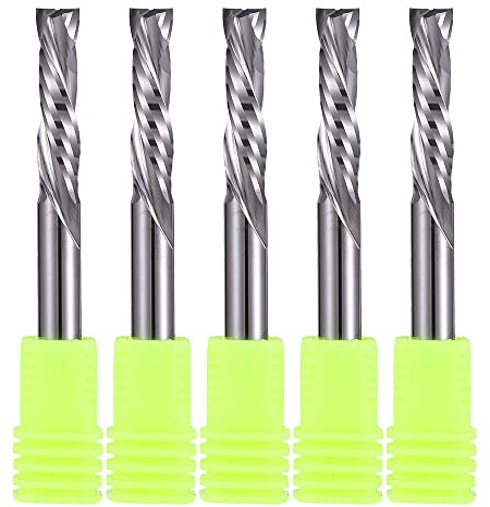 HOZLY 5Pcs Carbide Compression Router Bit Up&Down 2 Flutes End Mills 6mm（0.236inch） Shank with 6mm（0.236inch Cuting Dia for CNC Mill Machine Wookwork 3D Profile Detail Engraver Carving