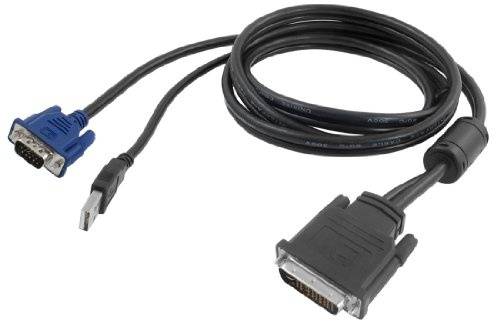 Ruilogod Laptop DVI 30 + 5 PIN a VGA 15 Pin y cable de cable de cable USB cable de cable 1.8m