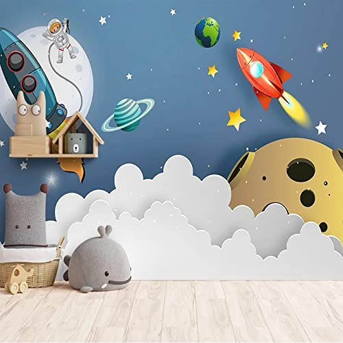 Größe Wandtuch Weltraum Astronaut Rakete Planet Satellit Tapete Kinderzimmer Hintergrund Wandbild TV Wandbild Tapete Wanddekoration fototapete 3d Vlies wandbild Schlafzimmer-250cm×170cm