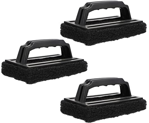 Housoutil Piastra Spazzola 3Pcs Griglia Kit di Pulizia Piastra Scrubber Pad Abrasivo Spazzola con Manico per Carbone Griglie a Gas Piastre Ghisa Pentole Forno Stufa Cleaner