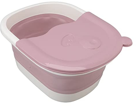 Cuque FußBad, Klappbare Fußbadewanne mit Massage Fußsprudelbad Tragbarer Zusammenklappbarer FußBadeimer aus Dickem Kunststoff für die Massage (Rosa)