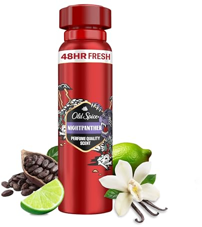 Old Spice Night Panther Deodorant Körperspray für Männer (150 ml), Herren, 48 h Frische, 0 % Aluminiumsalze, keine weißen Rückstände und gelben Flecken