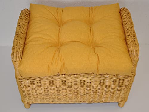 Premium Qualität - Polster/Kissen/Ersatzpolster für Rattan Ohrensessel/Rattansessel, Hockerkissen, Colore Giallo (gelb)