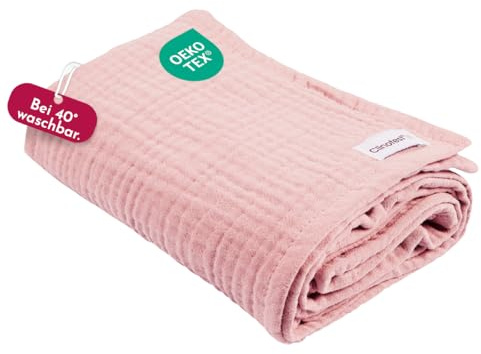Clinotest Musselintücher Baby - 1Stk. 80x80cm - waschbare Mulltücher ohne Einlaufen - saugstarke Baby Spucktücher aus 100% Musselin-Baumwolle - weiches und atmungsaktives Pucktuch (pink)