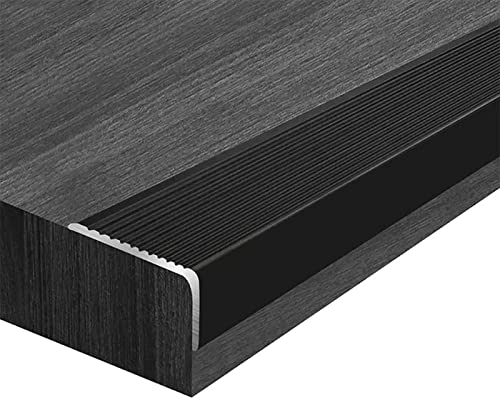 übergangsprofi Anti-Rutsch-Treppenstufen-Abdeckkantenleisten, L-förmige Fliesen-Stufenleisten/Abschlussleisten, Aluminiumlegierung, schneidbare Übergangsleisten aus Laminat ( Color : Black , Size : Le