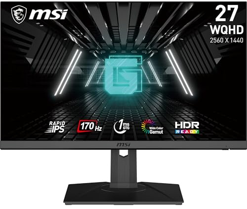 msi G272QPF, monitor para juegos de 27 pulgadas, 2560 x 1440 (QHD), IPS rápido, 1 ms, 170 Hz, compatible con G-Sync, listo para HDR, HDMI, Displayport, inclinación, giro, altura ajustable, pivote