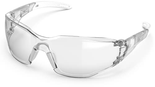 TOREGE Transparente Schutzbrille - Verstellbarer, beschlagfreier und kratzfester Nasensteg mit rutschfesten Gummigriffen - ANSI Z87 (White)