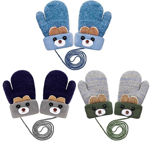 2/3 Paar Baby Handschuhe Winter, Fäustlinge Baby Gestrickte Handschuhe | Kleinkind Gestrickte Handschuhe Cartoon Fausthandschuh Warme Fäustlinge