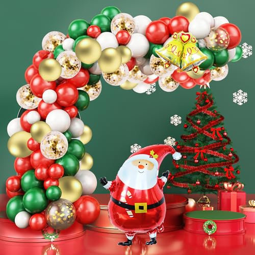 Shallyong Kit Palloncini Natalizi - 125 Pezzi Con Arco, Babbo Natale, Decorazioni per Natale e Capodanno