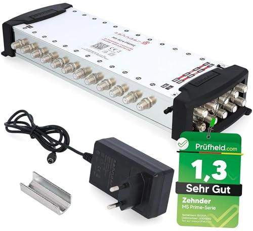 [ Test SEHR GUT *] ZEHNDER 9/24 Multischalter für Quattro & Quad LNB, Multiswitch für 2 Satelliten & 24 Teilnehmer (TV, Sat Receiver), 4K Digital Matrix Sat Verteiler, Schüssel Spiegel Antenne