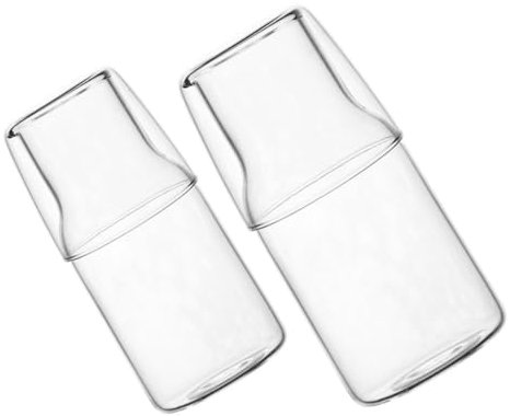 KICHOUSE Glass Water Carafe Cup Set, High Borosilicate Household Bedside Carafe for Bedroom and Desktop Use, Large and Small Cold Water Pitcher, Suitable for Milk and Juice, Home Accessory