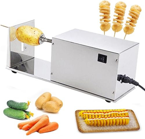 Qiang Cortadora De Patatas En Espiral Eléctricas 50W,Máquina De Torre De Patatas Espiral Cortador Espiral De Patatas Tornado Eléctrico Multifuncional,para Patatas,Pepinos O Zanahorias
