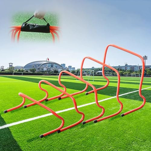 BBHW Leichtathletik HüRden 5-teilige Tragbare Agility-Geschwindigkeitshürden, Kompakte Aufbewahrungs-Fußballhürden-Trainingsausrüstung für Kinder, Leichte Sportliche Hürden. Hindernisse Gesetzt
