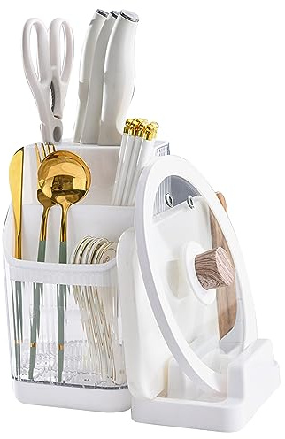 Porte-couteau De Cuisine, Support Universel Pour Bloc De Couteaux, Support Moderne Pour Ustensiles De Cuisine, Planche à Découper, Couvercle De Pot, Baguettes, Fourchettes, Cuillères.(blanc)