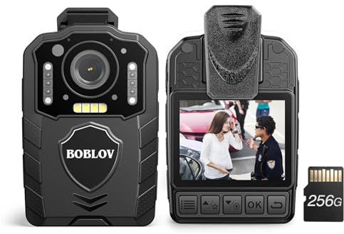 BOBLOV KJ25 Body Camera 256GB, 1080P Bodycam with Audio, Built-in 3000mAh Large Battery for 13 Hours Video Shooting, Night Vision Body Worn Camera with Pre/Post-Recording, for Law Enforcement