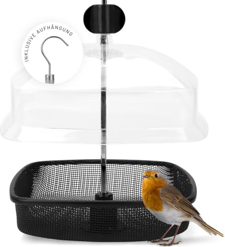 WILDLIFE HOME Futterspender für Mehlwürmer - Futtersäule für Vögel mit Regenschutz zum Aufhängen, Futterstation Vogelfutterspender zur ganzjährigen Wildvögel Fütterung