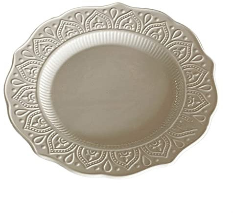 Assiette Plate à Dîner Assiette Plate en dentelle gaufrée blanche, assiette en céramique, assiette à gâteau, assiette à Dessert ronde à bord irrégulier, assiette de petit déjeuner, maison Restaurant c