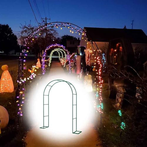 Arco de jardín de metal para plantas trepadoras, invernadero arqueado de acero inoxidable para rosas trepadoras, 2,4 m de alto x 2,2 m de ancho, fuerte y duradero, ideal para apoyar plantas, color