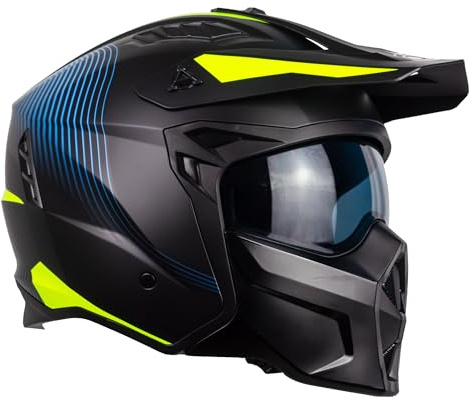 one by Camamoto | Roller- und Motorradhelm, Track Shadow Yellow Jet, Mattschwarz – Gelb, Vollgesichtshelm mit abnehmbarem Kinnschutz, ECE R22-06-Zulassung, Größe L (59 cm)